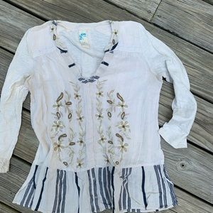 Anthropologie C Keer Boho Peasant Spry Boundary Top S Cottage Core embroidered